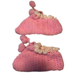 Handmade pink baby booties